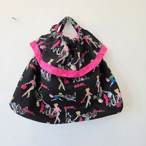 Handmade Blondie In New York 2004 Comic Print Quilted Tote Bag Pink Black Fabric